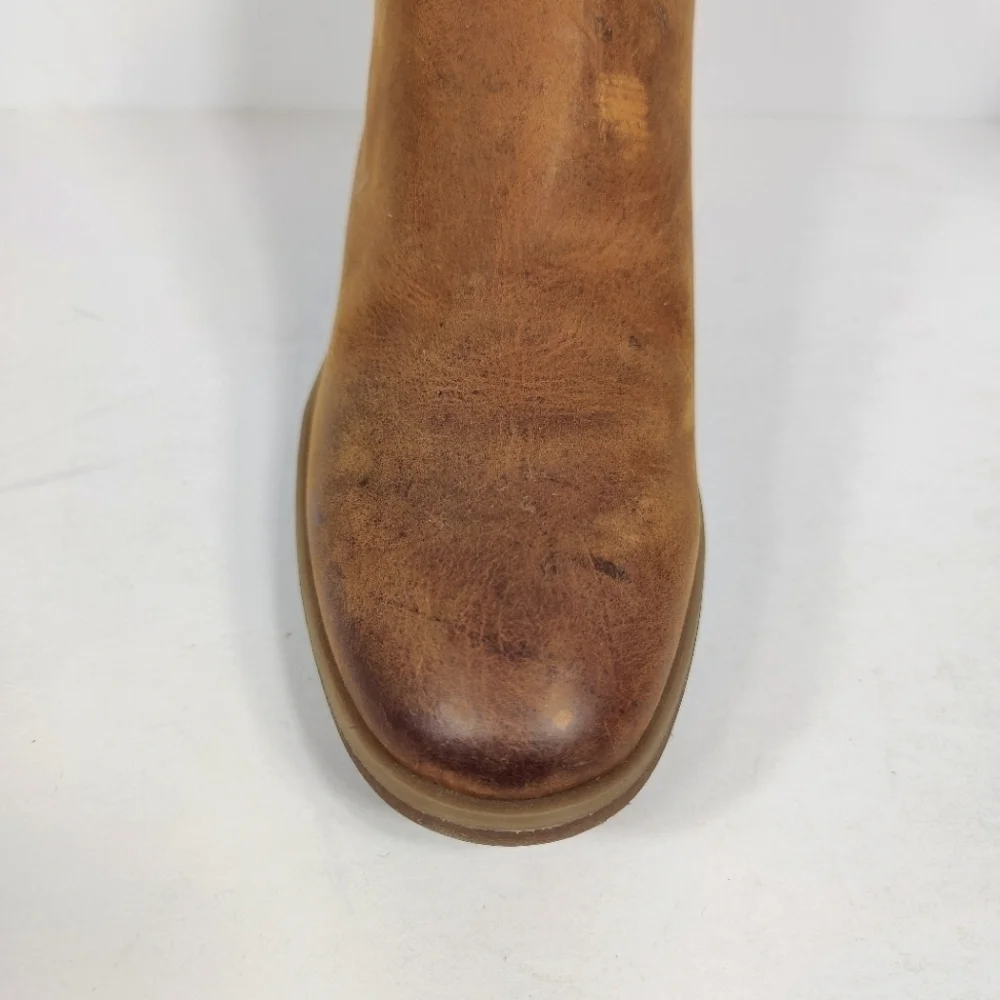 KORKS Sonya Womens Distressed Brown Leather Ankle Zipper Boots Booties Size 6.5M